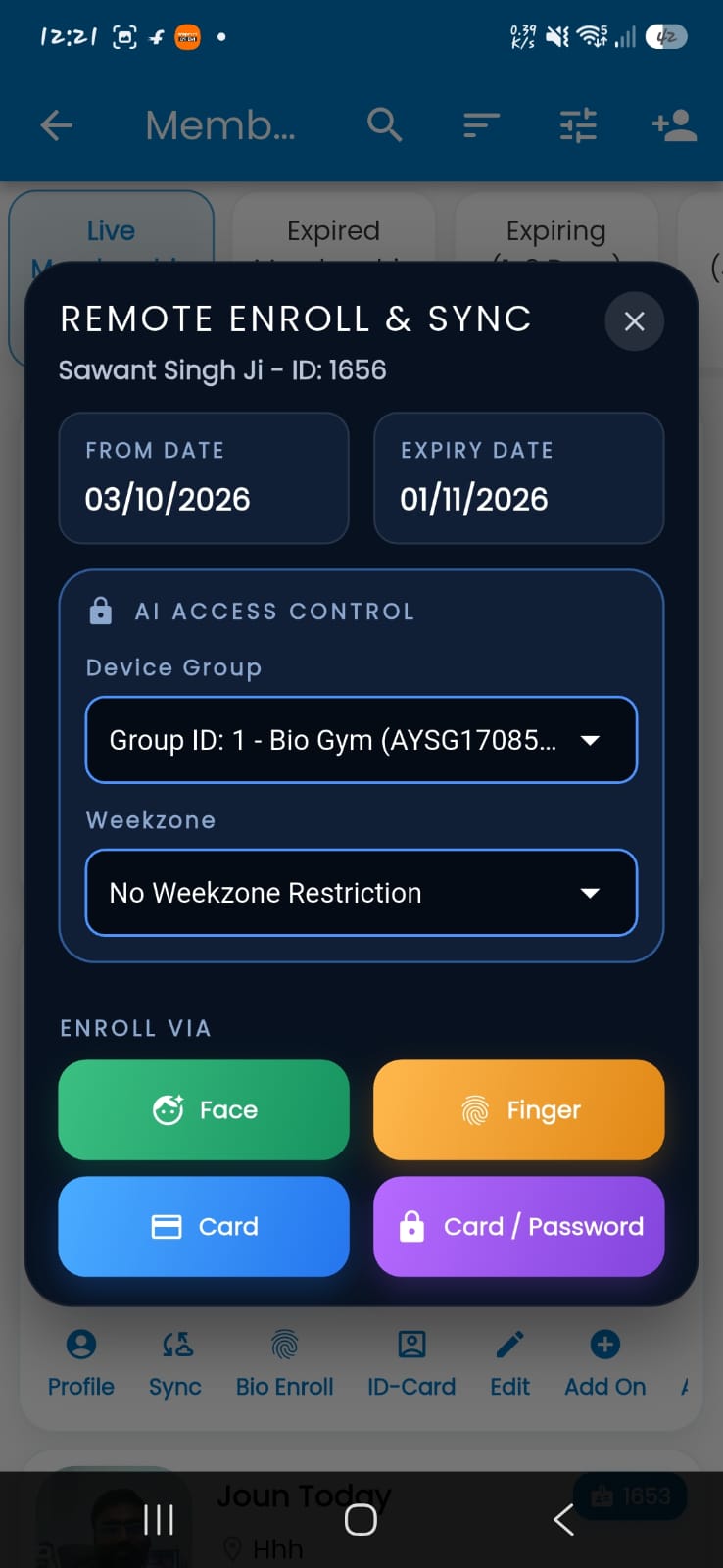 GoGym4U attendance app screenshot